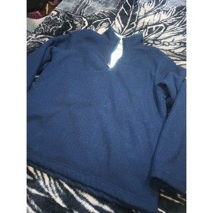 Orvis Sherpa Lined Sweater Mens Size L Blue Quarter Zip Pullover Warm Winter